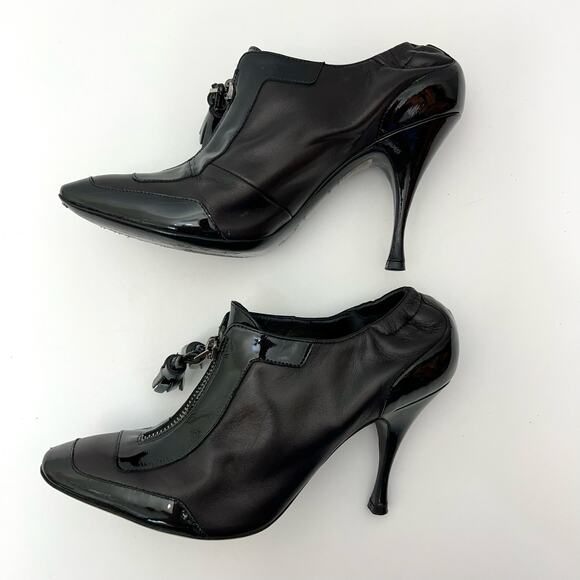 CELINE Zip-Up Leather Heeled Booties Black with Tassels Made in Italy 36 (US 6) - Picture 5 of 13